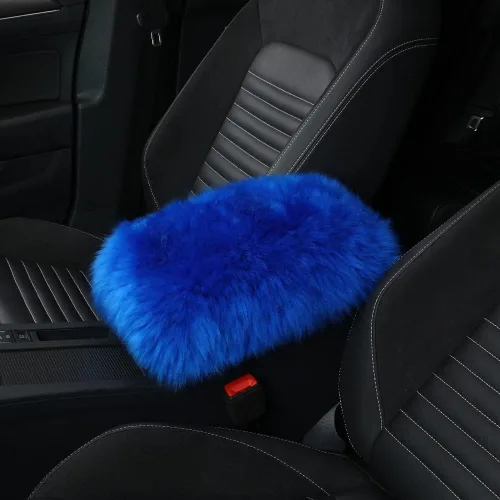 Miniatura 10 de IRIWOOL - Funda de reposabrazos de piel de oveja, cubierta de reposabrazos de auto, cojín suave de consola para coche, cubierta de consola central