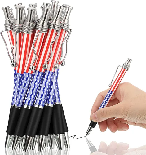 Miniatura 6 de Tenare 32 bolígrafos de tinta de gel negra con temática patriótica de Estados Unidos de 0.039 pulgadas, Día de la Independencia, 250 aniversario