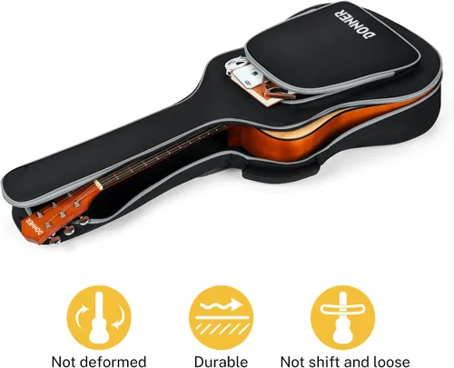 Miniatura 5 de Donner - Funda para guitarra acústica de 40 a 41 pulgadas, acolchado de esponja de 5 mm de espesor, nailon Ripstop 600D resistente al agua, funda 41