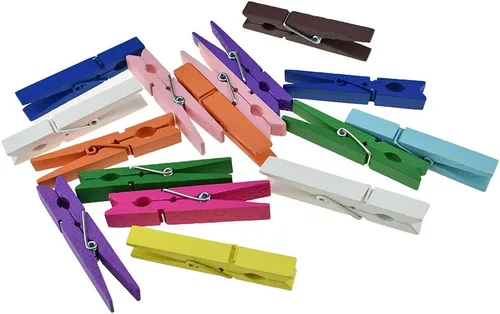 Miniatura 22 de HAHIYO Pinzas para ropa de madera doradas, mini pinzas para la ropa, no se deshacen de 1 pulgada de largo, paquete de 80 resortes resistentes