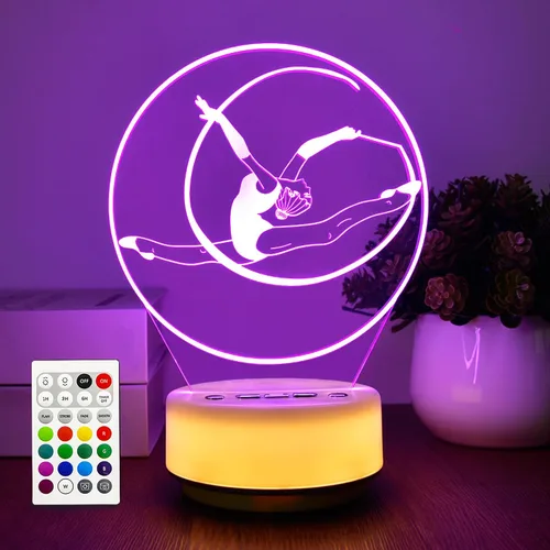 Luz nocturna de gimnasia, luces deportivas, regalos de gimnasia con 14 colores RGB, control remoto, temporizador, decoración de ventilador para