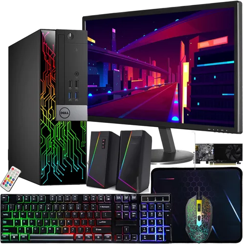 Dell Computadora OptiPlex 5060 SFF RGB, Intel Core i5-8500, RX 550 4GB GDDR5, 32GB RAM, 512GB NVMe, 1TB HDD, monitor HDMI de 22 pulgadas, altavoces