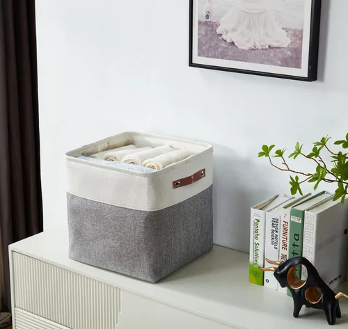 Miniatura 2 de DECOMOMO - Contenedores de tela para almacenamiento, cubos de 11 x 11 pulgadas, canasta decorativas con asas para organizar estantes y armarios