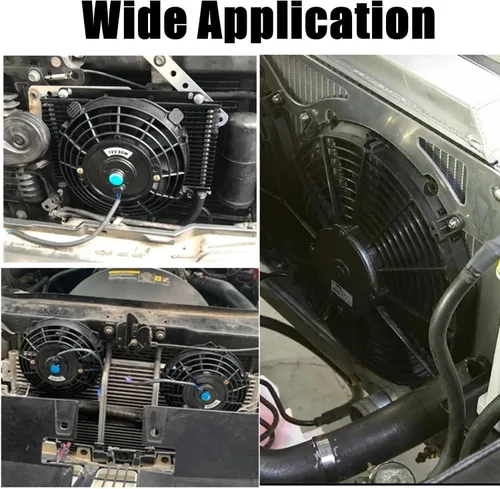 Miniatura 6 de Ventilador delgado de 10 pulgadas para radiador eléctrico Push Pull Ventilador de refrigeración 12V 80w 800 CFM Kit de montaje universal negro