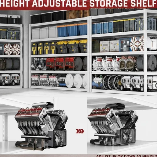 Miniatura 3 de 65" W Garage Shelving Unit, 65" W x 20" D x 84" H, Heavy Duty Garage Storage Shelves, 5 Tier Storage Rack Shelf, Industrial Adjustable Shelves for