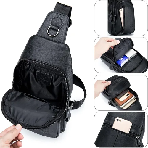 Miniatura 19 de LUKZIJAES Bolso bandolera de cuero genuino para hombre