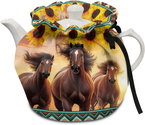 Miniatura 34 de DISNIMO Funda de tetera aislada a prueba de polvo con diseño floral de colibrí, para mantener el calor, accesorios decorativos, colcha