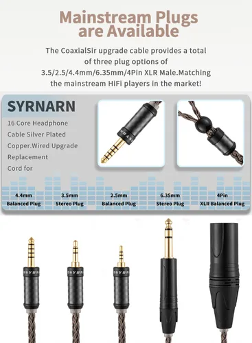 Miniatura 2 de Cable equilibrado de 0.173 in compatible con auriculares Focal Clear MG, Stellia, Celestee, Elear, Elegia, Elex, Radiance para cable focal