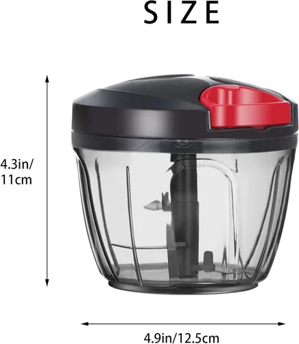 Miniatura 7 de Ourokhome Procesador manual de alimentos, cortador de verduras, portátil, rápido y con cuerda, para pequeñas cocinas, para verduras, ajo, cebolla