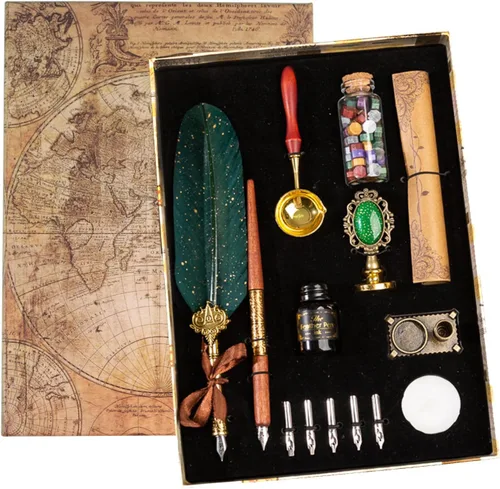 Miniatura 12 de Joyeee Juego de Plumas de Caligrafía, Juego de Pluma de Inmersión que Incluye Perlas de Cera de Sellado, Cuchara de Cera, Plumillas de Repuesto