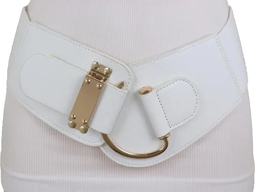 Miniatura 125 de TFJ - Cinturón ancho de moda para mujer, cintura alta, hebilla de gancho de metal dorado, talla XS, S, M, L, XL