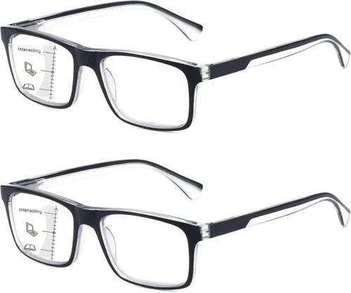 Miniatura 9 de Missfive Paquete de 2 lentes de lectura solar bifocales ligeros para hombre, bloqueo de luz azul, cercano/lejano, doble uso, bisagra de resorte