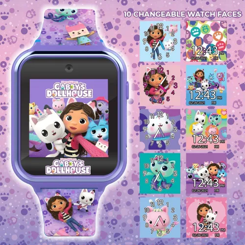 Miniatura 2 de Accutime Niños Gabby's Doll House Morado Reloj inteligente educativo con pantalla táctil para niñas, niños, bebés - Cámara de selfie