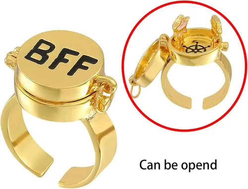 Miniatura 6 de ALFAAL 3 anillos de mejor amiga, anillo de apertura ajustable de anime para adolescentes, el mejor regalo de joyería de amistad, Metal, Sin piedras