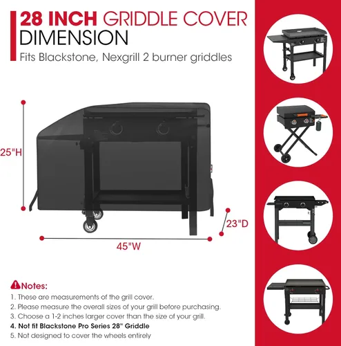 Miniatura 2 de Unicook Cubierta de parrilla de 28 pulgadas para estación de cocina Blackstone y Nexgrill, cubierta de parrilla de barbacoa con parte superior plana