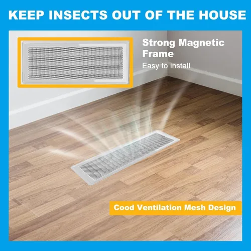 Miniatura 7 de 4 PCS Cubiertas Magnéticas de Ventilación Blancas - 5.5x12 Cubiertas Magnéticas de Ventilación con Pantalla de Malla para Registros de Blanco malla