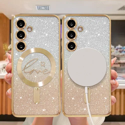 Miniatura 72 de ZONRW - Funda para Samsung Galaxy S22 Ultra magnética, para mujeres y niñas, cubierta trasera suave, lujosa, con corazón de amor, bling, degradado