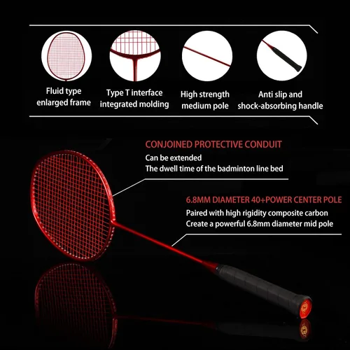 Miniatura 3 de Raquetas de bádminton, juego de raquetas de bádminton, ofensivas y defensivas, raqueta de entrenamiento profesional ultraligera de carbono compuesto