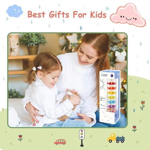 Miniatura 4 de LOOIKOOS Rainmaker - Palo de lluvia de madera de 7 pulgadas, juguetes Montessori para bebés de 6-12 meses, sonajero de bebé, juguete de desarrollo