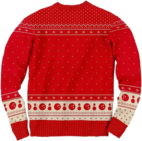Miniatura 2 de The Big Lebowski The Dude Abides Ugly Christmas Sweater, Rojo