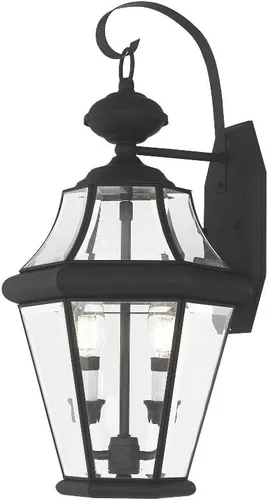 Miniatura 3 de Livex Lighting 2261-91 Georgetown - Farol de pared para exteriores, 2 luces, níquel cepillado