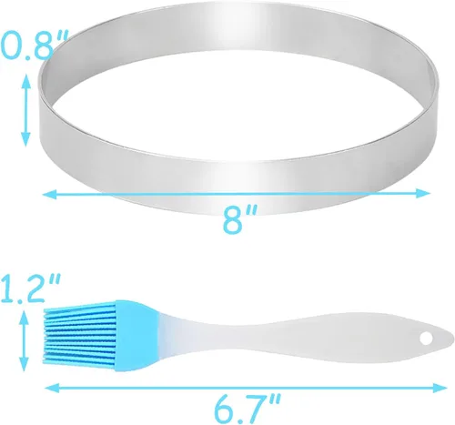 Miniatura 6 de 2 piezas de 8 pulgadas para panqueques, anillo de tortilla, molde de anillo de huevo para asar huevos grandes de acero inoxidable para panqueques