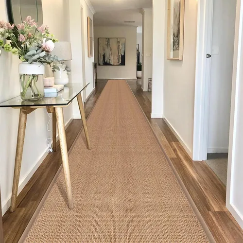 Miniatura 20 de GOYLSER Alfombras de yute de 15 pies para pasillo, alfombra de cocina, antideslizante, lavable, absorbente, alfombra de pasillo color beige