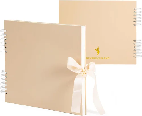 Álbum de Recortes Never Ever Land – 12x10 Libro de Recortes Champán. Suministros de Albumes de Recortes, Libro de Recuerdos, Libro de Invitados de