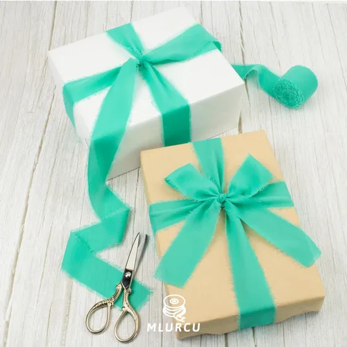 Miniatura 7 de Cinta de gasa verde aguamarina de 1.5 pulgadas x 40 yardas, color azul turquesa, perfecta para envolver regalos, invitaciones de boda y manualidades