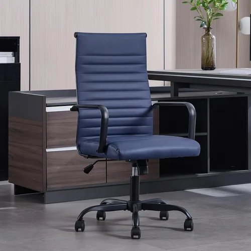 Miniatura 18 de Silla de oficina, ergonómicas ejecutivas para sala de conferencias, silla de escritorio de cuero acanalado con soporte lumbar, silla giratoria