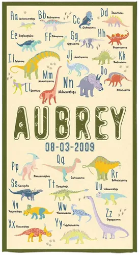 Toalla de playa personalizada de dinosaurio para niños, bebés, niños y niñas con nombre de 30 x 56 pulgadas, toalla de baño con nombre personalizado