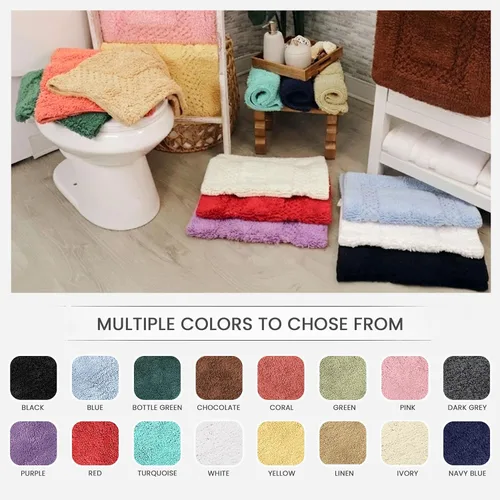 Miniatura 9 de Home Weavers Classy - Juego de alfombras de baño 100 % algodón, decoración de baño, lavable, extrasuave y absorbente, tapete de cocina, juego de Aqua