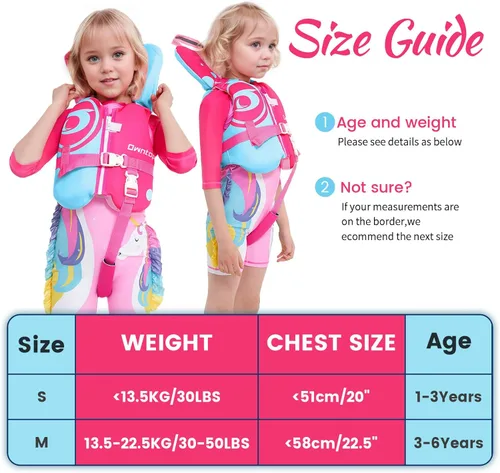 Miniatura 4 de Owntop Chaleco de natación para niños pequeños, chaqueta flotante, ayuda de natación para niños de 20-30-40-50 libras con correas de seguridad azul