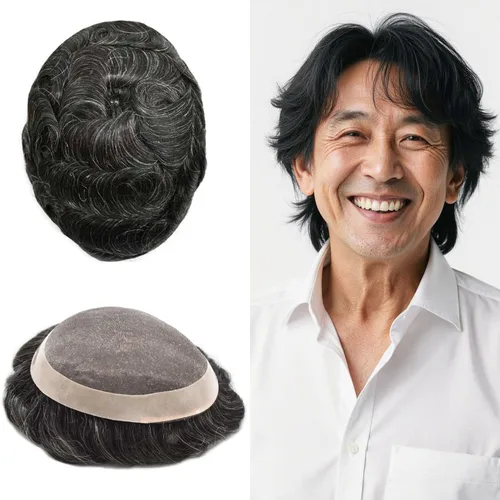Miniatura 56 de Mens Toupee Hair Piece For Men Fine Mono Men Hair System Toupee For Men Hair Piece Real Human Hair System For Men Protesis Capilar Para Hombre 6x9