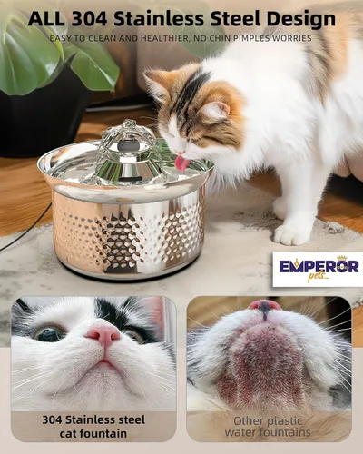 Miniatura 6 de Bomba de repuesto para fuente de agua para gatos Fuente de agua para gatos de acero inoxidable de 108 oz/3.2 L para gatos en el interior, fuente