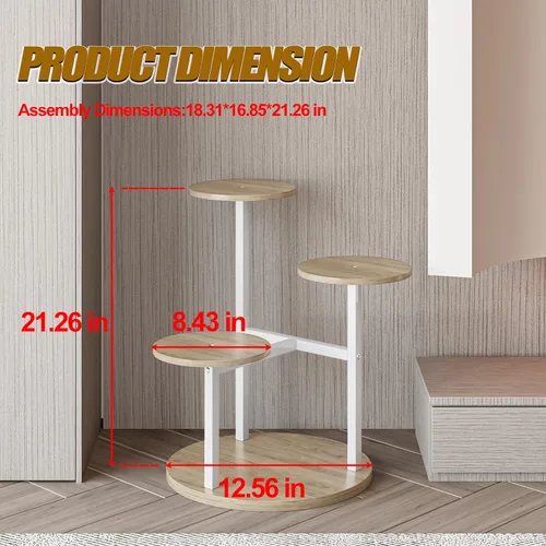 Miniatura 3 de INGIORDAR Soporte para plantas de interior de 4 niveles con 5 estantes para macetas múltiples para patio, jardín, balcón, sala de estar, esquina