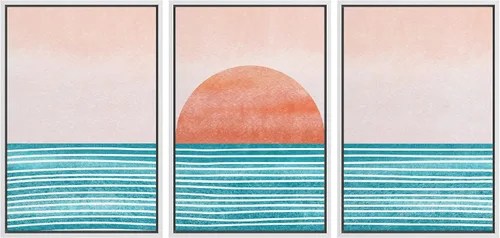 Miniatura 103 de wall26 Lienzo enmarcado para pared, juego de arte impreso con collage de polígonos en espiral negro y tostado, ilustraciones de patrones abstractos
