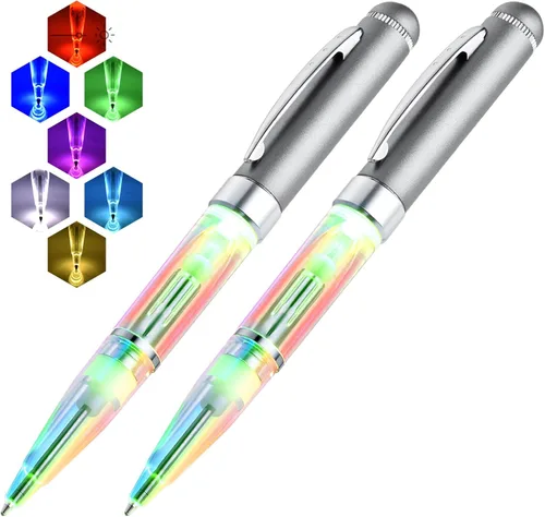 Penyeah Bolígrafo de 7 colores en 1 con luz para escribir en la oscuridad, bolígrafo con luz LED que cambia multicolor para adultos y niños,