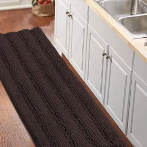 Miniatura 100 de Turquoize Alfombras de Baño de Chenilla Peludas Alfombra de Baño Antideslizante Gruesas Alfombras Peludas para Baño Chenilla Juego de Alfombra