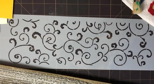 Miniatura 4 de Designer Stencils Plantilla de pastel de desplazamiento frondoso, beige/semitransparente