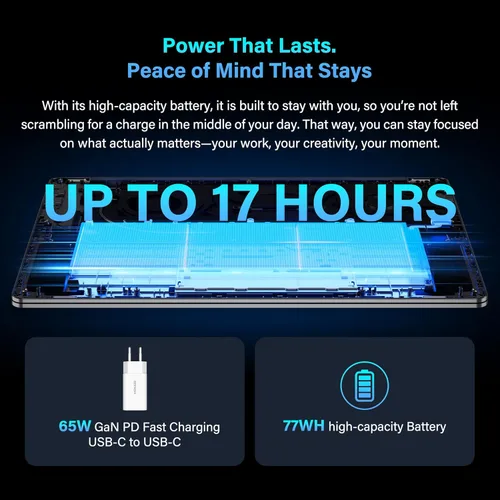 Miniatura 6 de GEEKOM GeekBook X16 Pro 2.8 lbs Laptop, 16" IPS 2.5K 16:10 Laptop Computer, Ultra 9 185H, 32GB LPDDR5x 7500MHz RAM 2TB SSD, Up to 17 Hour, USB4