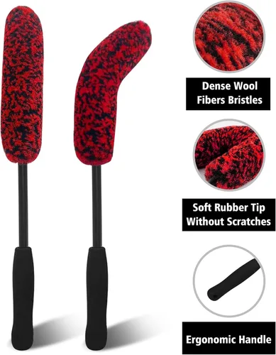 Miniatura 2 de YeewayVeh 2 piezas cepillo para ruedas de automóvil, cepillo limpiador de llantas de microfibra de mango largo y cepillos de limpieza de fibra