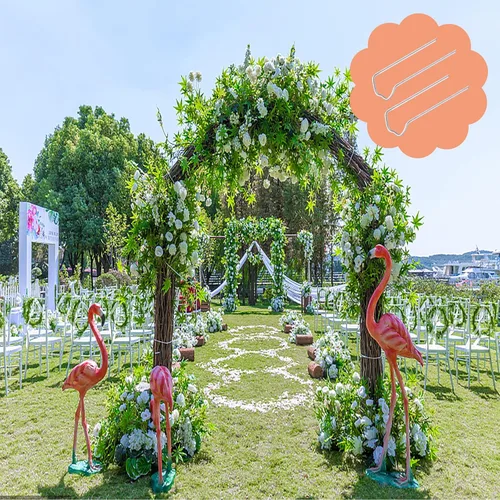 Miniatura 4 de 160 alfileres florales, alfileres verdes de 1.7 pulgadas en forma de U, alfileres florales para espuma, coronas de paja, flores, costura