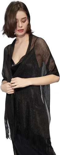 Miniatura 3 de Bufanda con flecos para evento vespertino, con brillo metálico. Ideal para graduaciones