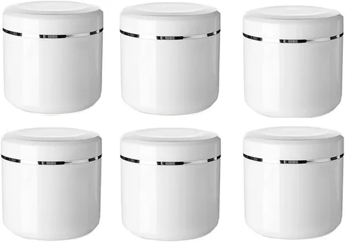 Paquete de 6 recipientes de plástico vacíos para cosméticos con tapa, portátiles de 8 onzas, 8.5 fl oz, rellenables, para maquillaje, crema facial,
