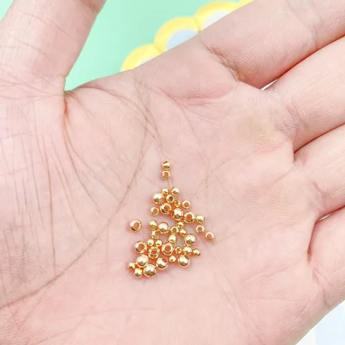 Miniatura 5 de 4800 cuentas espaciadoras de metal de 0.079 pulgadas chapadas metálicas, cuentas redondas pequeñas y suaves, espaciadores de cuentas de metal