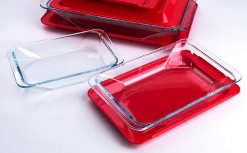 Miniatura 5 de Juego de 8 bandejas de vidrio templado para hornear con tapas sin bisfenol A. Apto para horno, microondas, refrigerador y lavavajillas, 0.8L, 1.5L