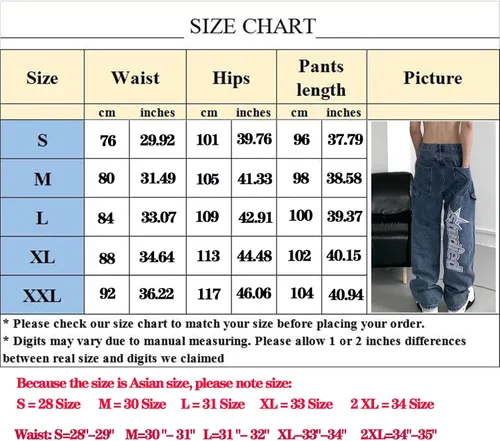 Miniatura 5 de Y2k Jeans - Pantalones de mezclilla para hombre, holgados, vintage, gráficos, estéticos, hip hop, pantalones de mezclilla Y2k Fashion Streetwear