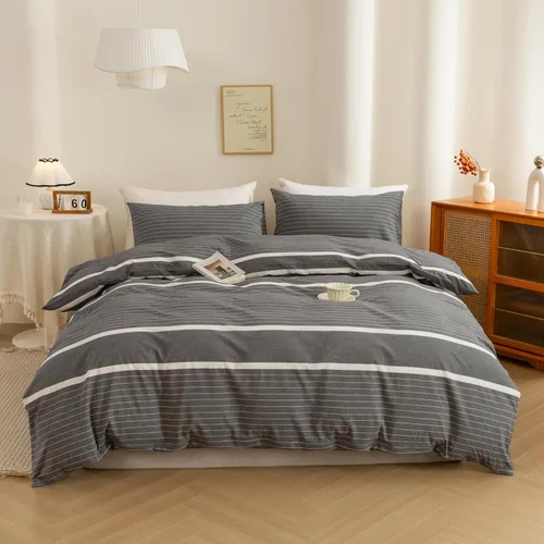 Miniatura 11 de ECOCOTT Juego de funda de edredón de 3 piezas, tamaño individual, 100% algodón lavado, 1 funda de edredón con cremallera y 2 fundas de almohada
