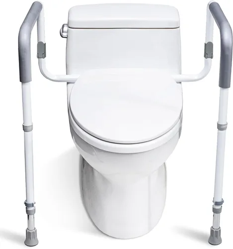WeHwupe - Barras de seguridad para retrete para adultos mayores - Armazón de seguridad ajustable para baño con asas - Barra de agarre independiente